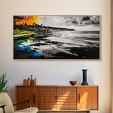 Coastal Landscape, Black White, Ocean View Art, Beach Canvas Print, Living Room Wall Art, Seascape Painting, Nautical Decor, Large Art