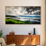 Stormy Ocean, Dramatic Sky, Coastal Print, Seascape Painting, Living Room Art, Moody Landscape, Large Framed Canvas Print, Nautical Art