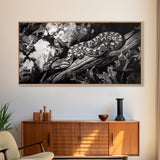 Timber Rattlesnake, Wildlife Artwork, Black and White Nature Art, Rustic Home Decor, Forest Animal Print, Living Room Art, Canvas Print