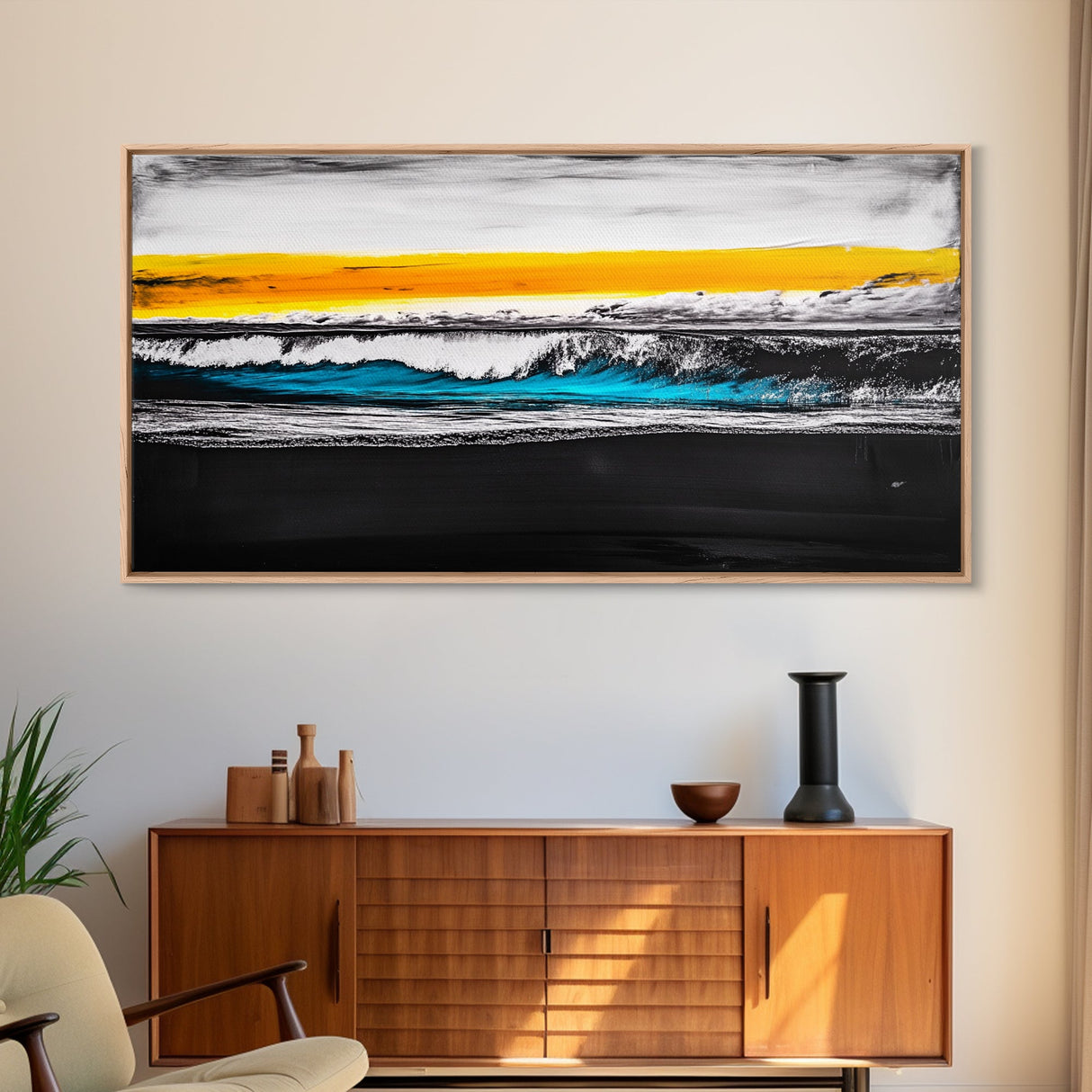 Ocean Waves, Coastal Wall Art, Seascape Painting, Beach House Decor, Nautical Home Art, Abstract Ocean Art, Framed Canvas Print