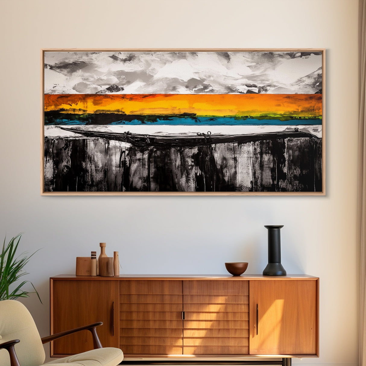 Dramatic Sunset, Abstract Horizon, Vibrant Colorful Art, Bold Nature Wall Art, Southwest Painting, Large Statement Art, Canvas Print