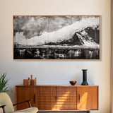 Monochrome Mountain, Dramatic Landscape, Black and White Art, Moody Wall Art, Modern Nature Print, Office Decor, Framed Canvas Print