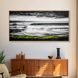 Stormy Coast, Ocean Waves, Black and White Seascape, Coastal Home Decor, Nautical Art, Living Room Wall Art, Canvas Print