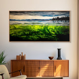 Coastal Reflection, Ocean Shore, Tranquil Seascape, Minimalist Beach Art, Nature Landscape Painting, Bedroom Wall Art, Framed Canvas Print