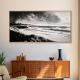 Stormy Ocean, Black and White Canvas Print, Coastal Wall Art, Dramatic Seascape Painting, Nautical Home Decor, Living Room Statement
