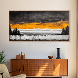 Sunset Over Ocean, Dramatic Sky, Coastal Landscape, Minimalist Wall Art, Beach Home Decor, Framed Canvas Print, Large Statement Art