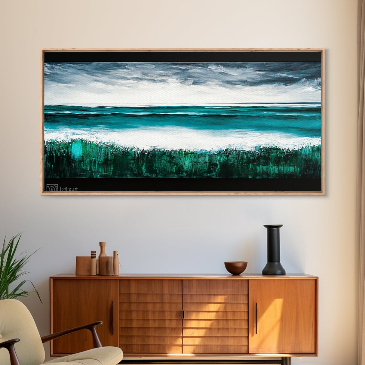 Ocean Waves, Blue Sea, Modern Coastal Art, Framed Canvas Print, Large Wall Art, Beach House Decor, Minimalist Art, Living Room Wall Art