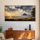 Sunset Beach, Golden Hour, Seaside Landscape, Canvas Print, Coastal Home Decor, Serene Ocean Art, Bedroom Wall Decor, Contemporary Art