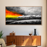 Sunset Over Mountains, Dramatic Sky, Nature Art, Colorful Landscape, Bold Wall Decor, Statement Piece, Living Room, Canvas Print