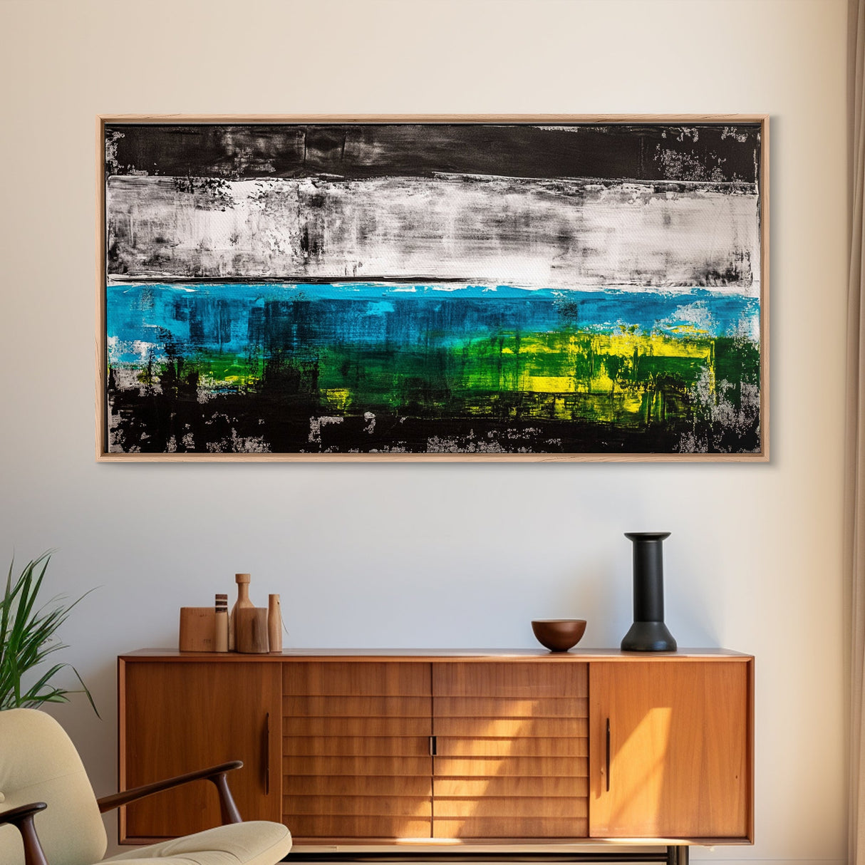Abstract Ocean, Modern Art, Blue and Green, Coastal Canvas Print, Minimalist Waves, Contemporary Wall Art, Beach House Decor, Bold Art