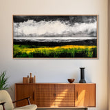 Abstract Coastal Art, Ocean Horizon, Dramatic Sky, Framed Canvas Print, Large Wall Art, Modern Living Room Decor, Beach House Art