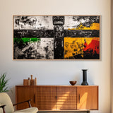 Tribal Totem Art, Black White Painting, Bold Statement Decor, Ethnic Wall Art, Framed Canvas Print, Modern Living Room Accent