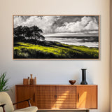 Coastal Landscape, Ocean View, Sunset Wall Art, Seaside Decor, Modern Seascape, Framed Canvas Print, Living Room Wall Art, Beach Painting