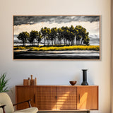 Aspen Trees, Mountain View, Nature Landscape, Rustic Home Decor, Autumn Wall Art, Framed Canvas Print, Cabin Wall Art, Modern Tree Painting