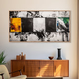 Abstract Blocks, Modern Geometric Art, Black and White Canvas Print, Colorful Wall Decor, Living Room Art, Framed Canvas Print