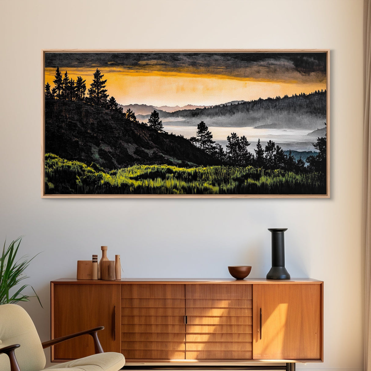 Mountain Sunset, Landscape Canvas Print, Nature Wall Art, Rustic Decor, Fall Artwork, Wilderness Painting, Living Room Wall Art