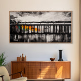 Wooden Pier, Lake House Art, Nautical Canvas Print, Black and White Art, Rustic Home Decor, Nature Artwork, Coastal Wall Art