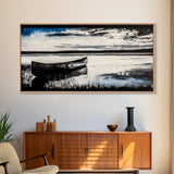 Still Water, Black and White Art, Reflection Canvas Print, Lake Scene Wall Art, Nature Decor, Peaceful Home Art, Framed Canvas Print