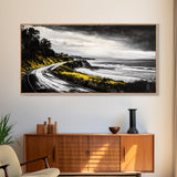 Stormy Beach, Ocean Mist, Coastal Serenity, Canvas Print, Moody Seascape Art, Contemporary Wall Art, Living Room Decor, Nautical Theme