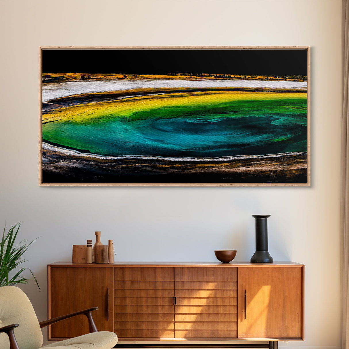 Geothermal Spring, Colorful Earth, Nature's Wonders, Canvas Print, Abstract Landscape Art, Modern Office Wall Decor, Vibrant Home Aesthetic