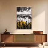 Ocean, Grass, Stormy Weather, Framed Canvas Print, Black and White Seascape, Modern Minimalist Art, Coastal Living, Neutral Wall Decor