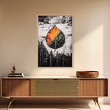 Autumn Leaf Print, Fall Nature Wall Art, Rustic Botanical Painting, Seasonal Home Decor, Cozy Living Room, Framed Canvas Print