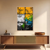 Abstract Window, Textured Painting, Industrial Style, Framed Canvas Print, Living Room Wall Art, Geometric Decor, Contemporary Home Accent
