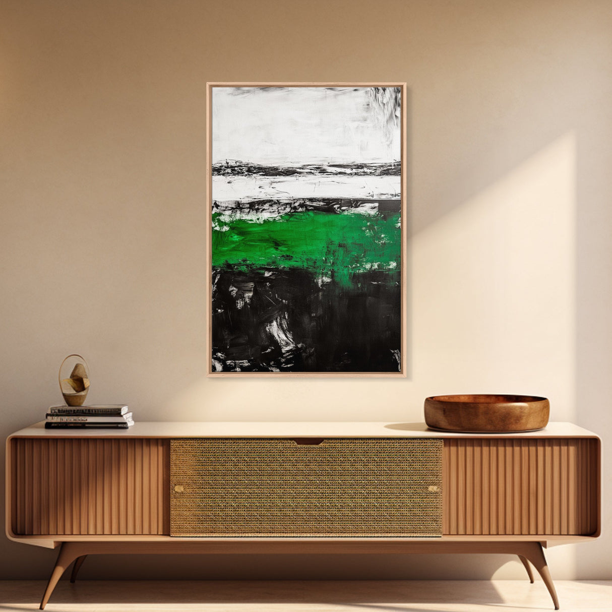 Green Horizon, Abstract Landscape, Contemporary Painting, Bold Nature Art, Modern Home Wall Decor, Unique Artwork, Canvas Print