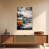 Rustic Seaside, Colorful Coastal Art, Nautical Wall Decor, Vibrant Fishing Village, Seascape Painting, Living Room Art, Canvas Print