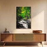 Woodland Stream, Nature Inspired, Green Forest, Serene Wall Art, Minimalist Landscape, Tranquil Home Decor, Large Wall Art, Canvas Print