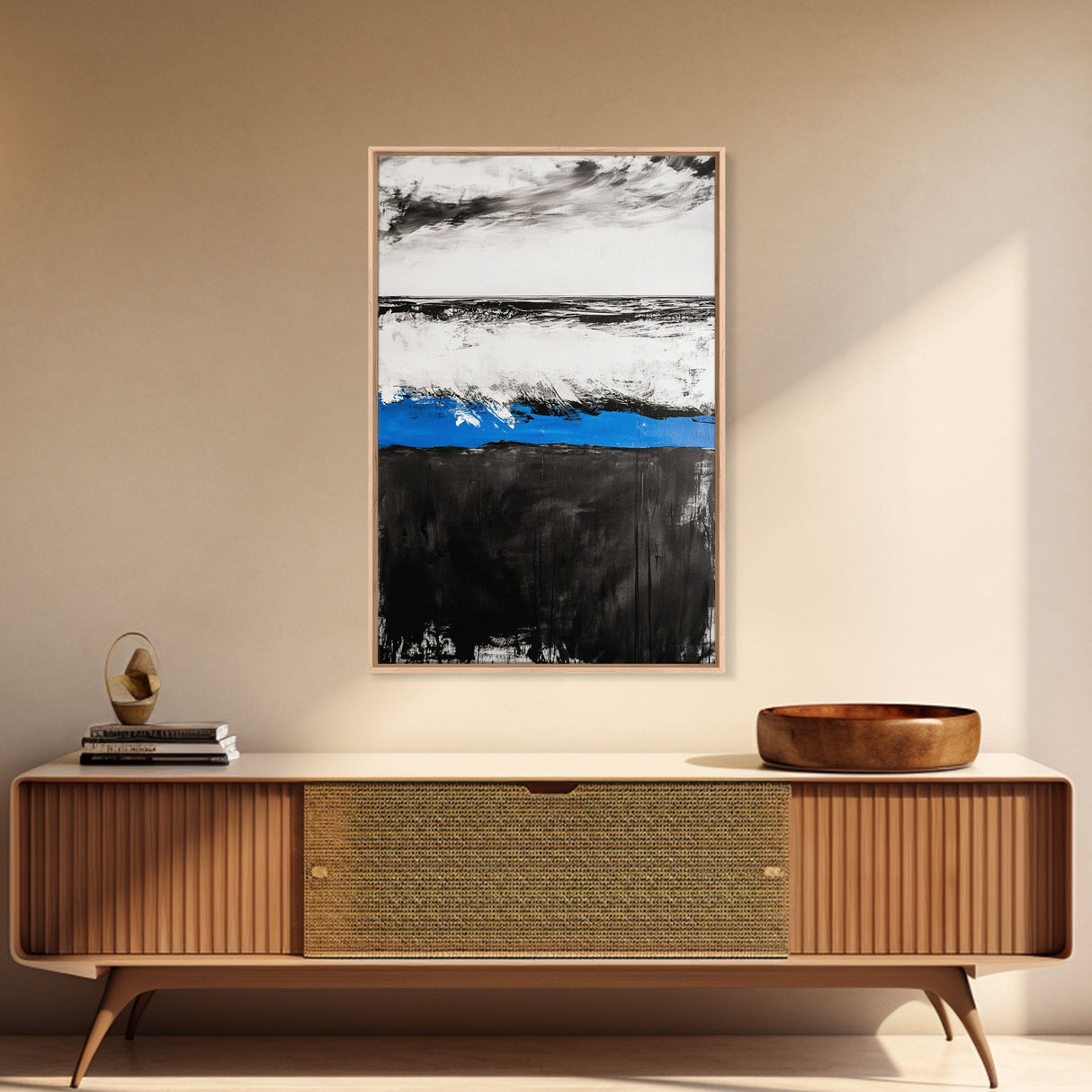 Monochrome Waves, Coastal Serenity, Abstract Seascape, Canvas Print, Minimalist Art, Modern Beach House Decor, Office Wall Art