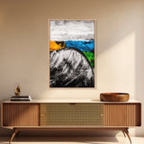 Rolling Waves, Abstract Ocean, Coastal Expression, Textured Seascape, Framed Canvas Print, Modern Beach House Decor, Bathroom Wall Art