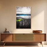 Tranquil Lake View, Blue Water Abstract Landscape, Moody Black White Sky, Serene Nature Wall Decor, Relaxing Home Gift, Canvas Print
