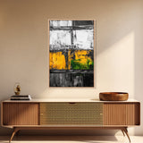 Industrial Texture, Abstract Modern Art, Yellow Green Minimalist, Contemporary Home Decor, Statement Wall, Framed Canvas Print, Gift Idea