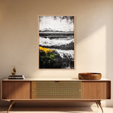 Mountain Sunset, Bold Colors, Abstract Landscape, Framed Canvas Print, Fall Wall Art, Rustic Home Decor, Large Wall Painting