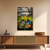Boho Shoes, Colorful Summer Art, Coastal Decor, Relaxing Nature Scene, Eclectic Wall Art, Abstract Expressionism, Canvas Print