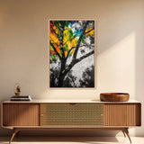 Autumn Tree, Colorful Wall Art, Vibrant Home Decor, Modern Nature Painting, Boho Wall Print, Seasonal Aesthetic, Canvas Print