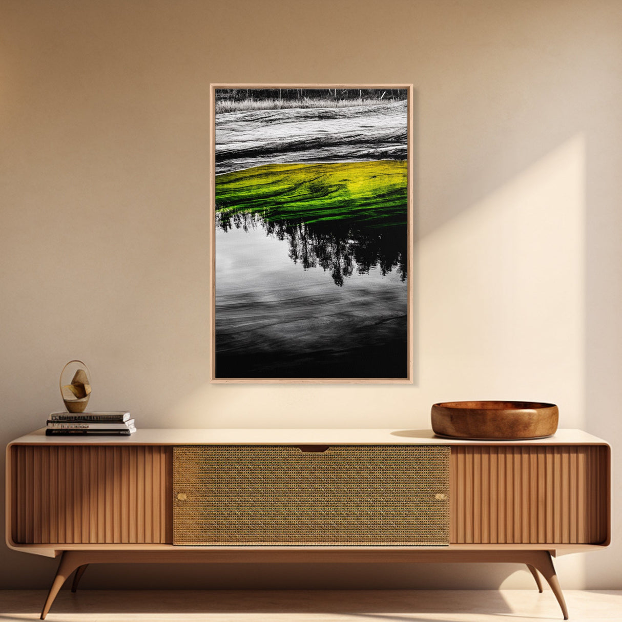 Reflection Art, Water Canvas Print, Nature Inspired Decor, Zen Wall Art, Black and White Photography, Peaceful Home Artwork