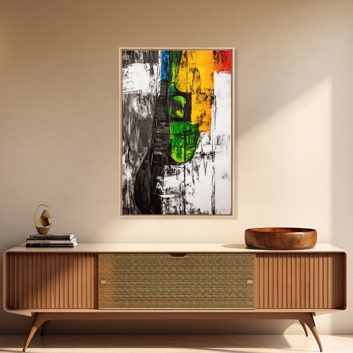 Colorful Guitar, Abstract Canvas Print, Music Lover Decor, Bohemian Wall Art, Artistic Home Painting, Living Room Statement Art