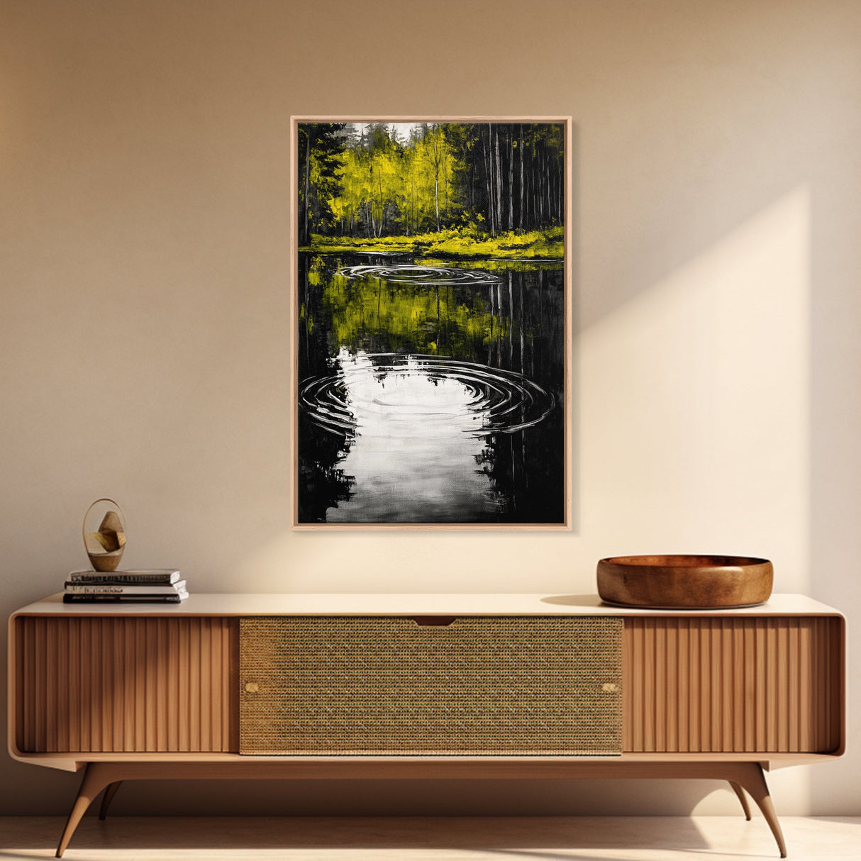 Forest Reflection, Nature Canvas Print, Black and White Photography, Zen Wall Art, Tranquil Home Decor, Modern Landscape Artwork