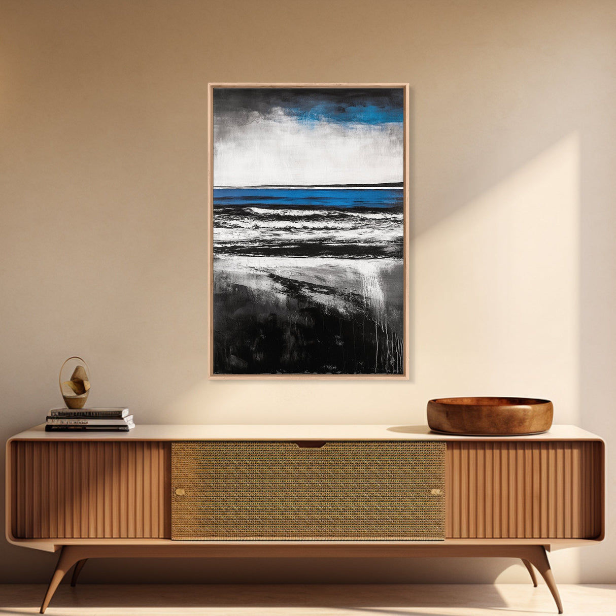 Ocean Waves, Minimalist Coastal Art, Seaside Wall Decor, Contemporary Beach Scene, Modern Home Artwork, Canvas Print