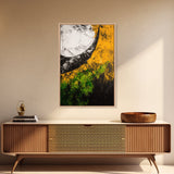 Abstract Horn, Black and Yellow Modern Painting, Bold Expressionist Art, Framed Canvas Print, Contemporary Office or Loft Wall Decor