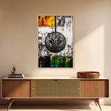 Military Emblem, Abstract, Grunge Art, Symbolic Print, Framed Canvas Print, Office Wall Decor, Patriotic Art, Industrial Style
