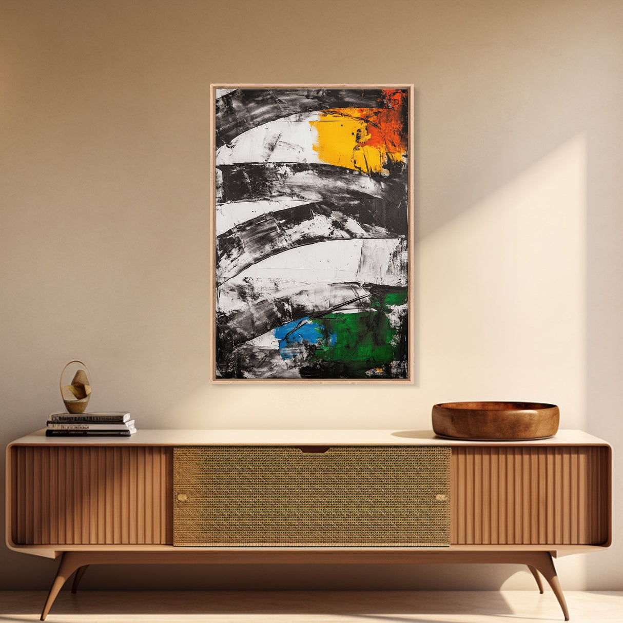 Abstract Curves, Black and White, Modern Art, Bold Colors, Minimalist Painting, Contemporary Style, Statement Piece, Canvas Print