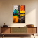 Industrial Abstract, Geometric Art, Bold Black and Yellow, Modern Wall Decor, Office Art, Contemporary Painting, Framed Canvas Print