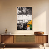 Textured Abstract, Mixed Media Art, Urban Modern, Black and Yellow, Minimalist Home Decor, Contemporary Artwork, Canvas Print