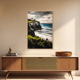 Cliffside View Landscape, Coastal Serenity, Seaside Painting, Nautical Wall Art, Nature Lovers Gift, Relaxing Decor, Framed Canvas Print