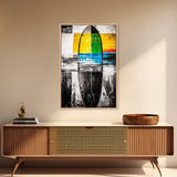 Abstract Surfboard, Colorful Beach Art, Modern Coastal Decor, Surfer Gift, Framed Canvas Print, Boho Wall Art, Bedroom Wall Art