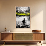Woman in Water, Abstract Reflection, Moody Wall Art, Black and White Canvas Print, Contemporary Bedroom Art, Minimalist Home Decor