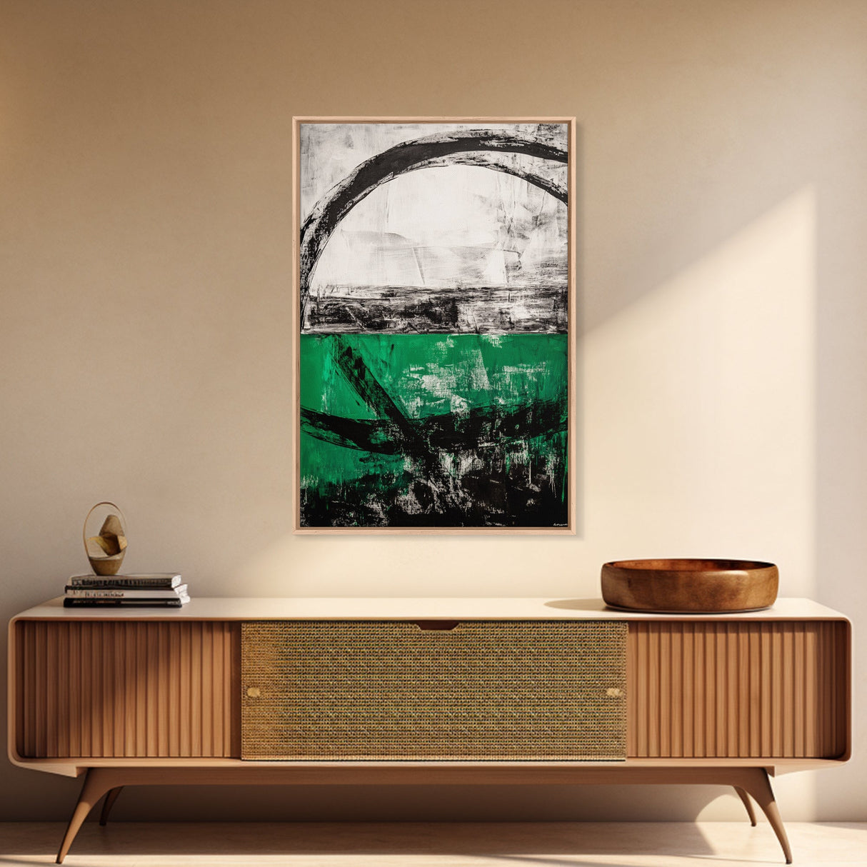 Abstract Horizon, Green and Black Art, Minimalist Canvas Print, Modern Office Decor, Bold Artwork, Statement Piece, Contemporary Home